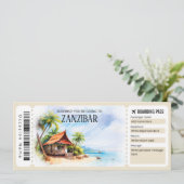 編集可能なザンジバル タンザニア 飛行機 搭乗券 招待状 (スタンド正面)