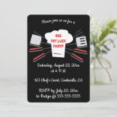 編集可能なシェフの帽子 BBQ パーティー 招待状 (スタンド正面)