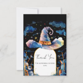 編集可能なシンプルウィザードハットベイビーシャワー サンキューカード