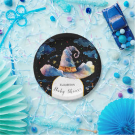 編集可能なシンプルウィザードハットベイビーシャワー ペーパープレート