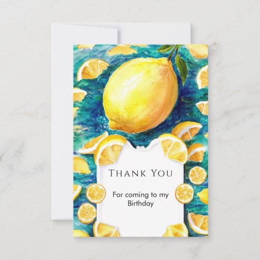 編集可能なシンプルレモン誕生日 サンキューカード (正面)