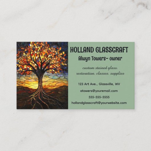 編集可能なステンドグラスの木 名刺 (正面)