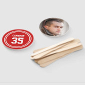 編集可能なストライプと背景色スポーティな写真 ハンドファン (組立なし)