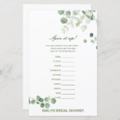 編集可能なスパイスがアップ、スパイスの名前をブライダルシャワー (正面/裏面)