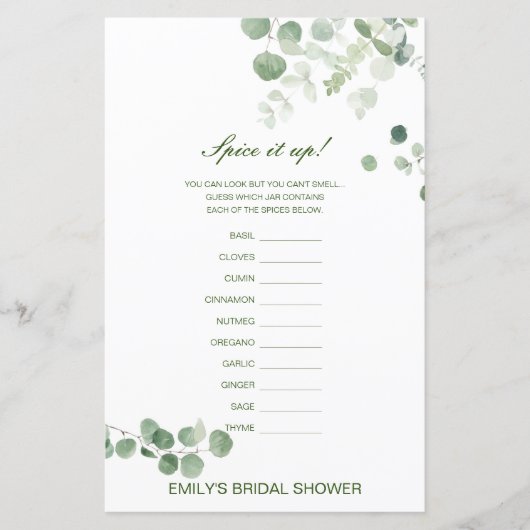 編集可能なスパイスがアップ、スパイスの名前をブライダルシャワー (正面)