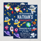 編集可能なスペースパーティー招待状 招待状 (正面/裏面)
