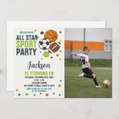 編集可能なスポーツの誕生日招待状 招待状 (正面/裏面)