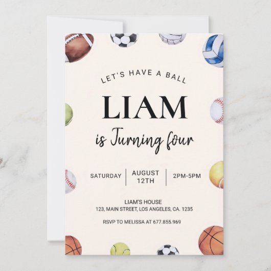編集可能なスポーツをテーマにした誕生日招待状、バスケット 招待状 (正面)
