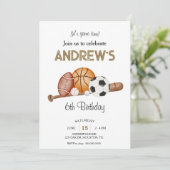 編集可能なスポーツオールスター テーマの誕生日パーティー 招待状 (スタンド正面)