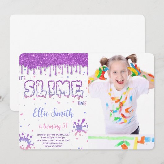 編集可能なスライムの写真招待状 招待状 (正面/裏面)