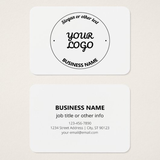 編集可能なスローガンとビジネス名を持つロゴ (正面&裏面)