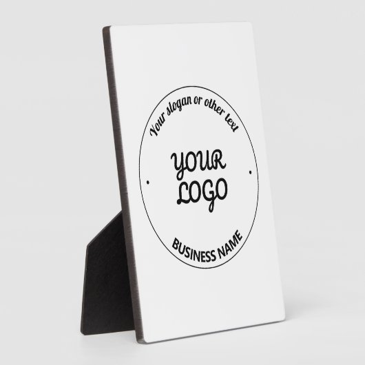 編集可能なスローガンとビジネス名を持つロゴ フォトプラーク (側面)