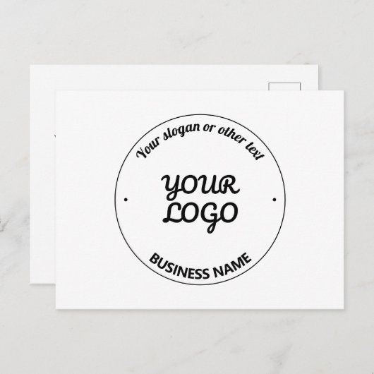 編集可能なスローガンとビジネス名を持つロゴ ポストカード (正面/裏面)