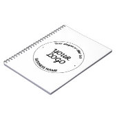 編集可能なスローガンと企業名のロゴマーク ノートブック (左側)