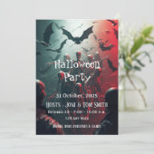 編集可能なゾンビハロウィンパーティー招待状 | スプーキー 招待状 (スタンド正面)