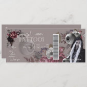 編集可能なタトゥー誕生日ギフトカードバウチャー 招待状 (正面/裏面)
