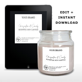 編集可能なダウンロード可能なシンプルなキャンドルラベル 招待状