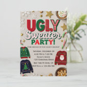 編集可能なダサいクリスマススウェットパーティー 招待状 (スタンド正面)