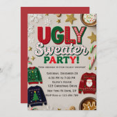 編集可能なダサいクリスマススウェットパーティー 招待状 (正面/裏面)