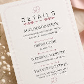 編集可能なダスティローズのミニマルな結婚式の詳細カード 出欠カード