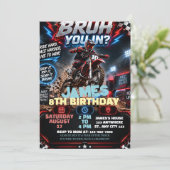 編集可能なダートバイクの誕生日 招待状 (スタンド正面)
