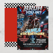 編集可能なダートバイクの誕生日 招待状 (正面/裏面)