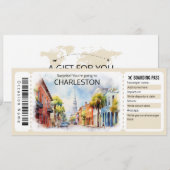 編集可能なチャールストン航空券（サウスカロライナ州） 招待状 (正面/裏面)