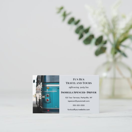 編集可能なツアー観光とパーティーバス 名刺 (スタンド正面)