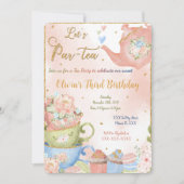 編集可能なティーパーティー招待状 招待状 (正面)