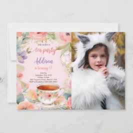 編集可能なティーパーティー誕生日パーティーの写真 招待状