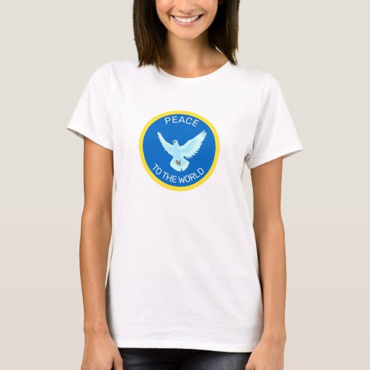 編集可能なテキストの平和の鳩 Tシャツ (正面)
