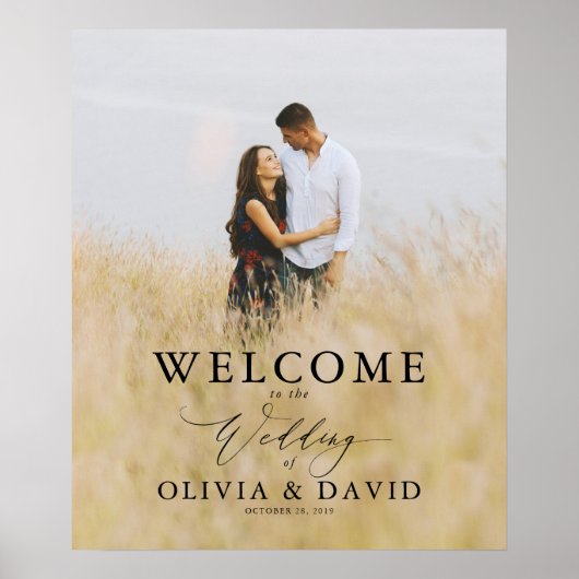 編集可能なテキストカラー 現代の結婚式 ウェルカム フォト ポスター (正面)
