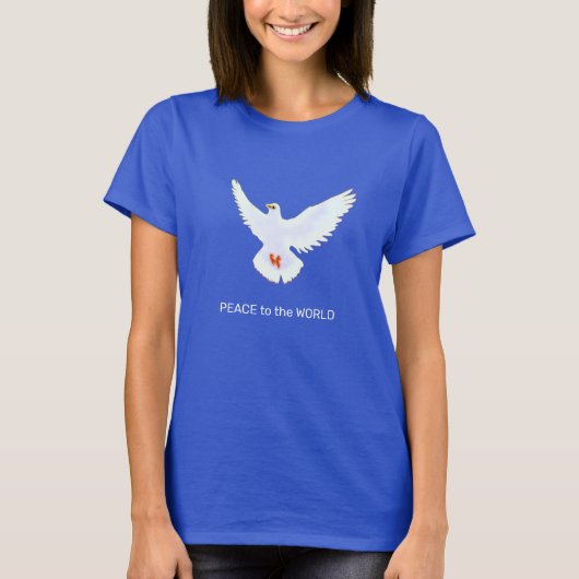編集可能なテキスト付き平和の鳩Tシャツ Tシャツ (正面)