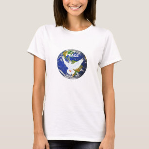 編集可能なテキスト付き平和の鳩Tシャツ Tシャツ