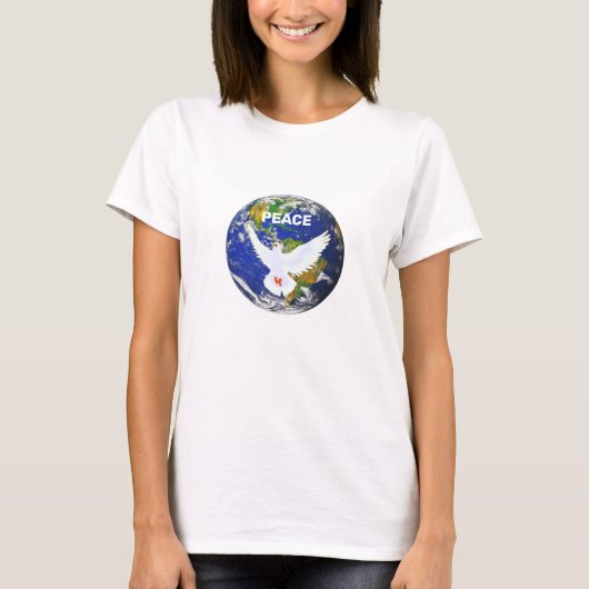 編集可能なテキスト付き平和の鳩Tシャツ Tシャツ (正面)
