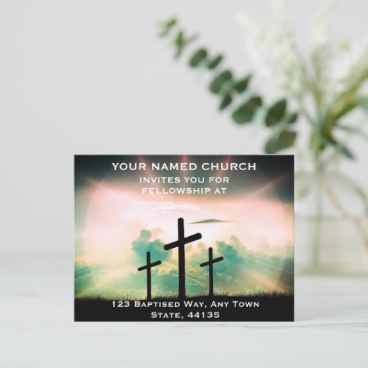 編集可能なテンプレート教会の招待状ポストカード ポストカード (スタンド正面)