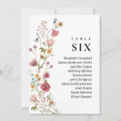 編集可能なテーブル番号座席表カード 招待状 (正面)