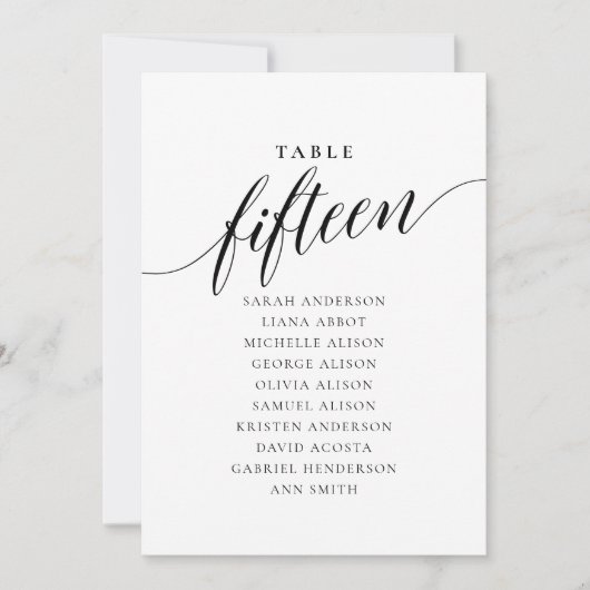 編集可能なテーブル番号15席グラフカード 招待状 (正面)