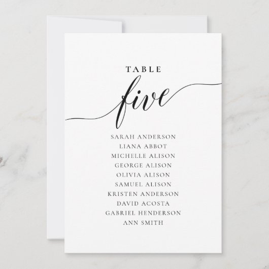 編集可能なテーブル番号5シーティンググラフカード 招待状 (正面)