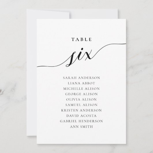 編集可能なテーブル番号6シーティンググラフカード 招待状 (正面)