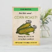 編集可能なトウモロコシの焙煎パーティー招待状 招待状 (スタンド正面)