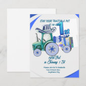 編集可能なトラクターの誕生日招待状、緑のトラクター 招待状 (正面/裏面)