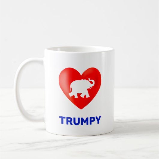編集可能なトランピー ハートと象 コーヒーマグカップ (左)
