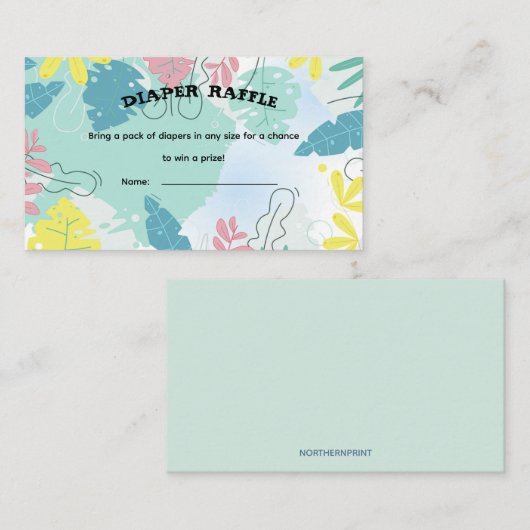 編集可能なトロピカル葉おむつラッフル エンクロージャーカード (正面/裏面)