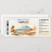 編集可能なナポリ飛行機チケット イタリア 搭乗券 招待状 (正面/裏面)