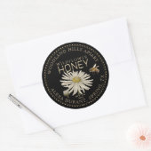 編集可能なハニージャーブビーワイルドフラワーラベルブラック ラウンドシール (封筒)