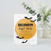 編集可能なハロウィンパーティーの招待状 黒いコウモリ シーズンポストカード (スタンド正面)