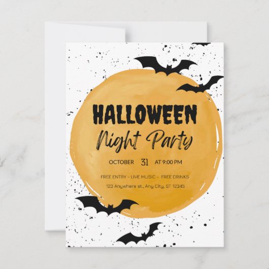 編集可能なハロウィンパーティーの招待状 黒いコウモリ 車 シーズンカード (正面)