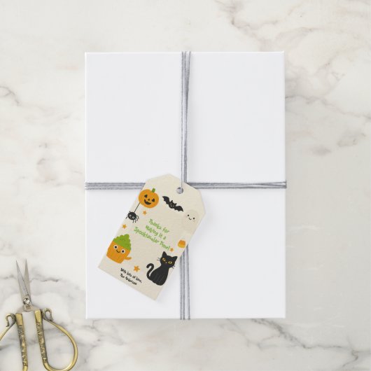 編集可能なハロウィン - リトルモンスターの悪ふざけ - ギフトタグ (より糸付き)