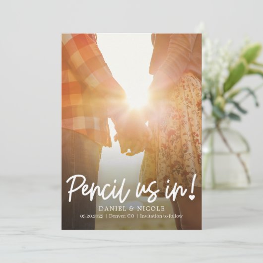 編集可能なハートから日付カードを保存 サンキューカード (スタンド正面)